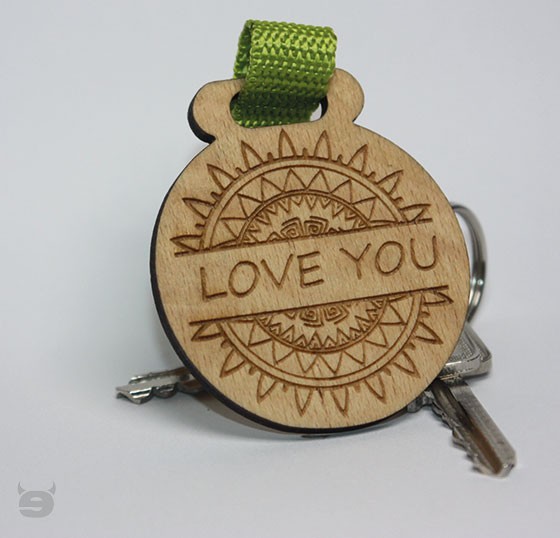 Schlüsselanhänger Holz Rund einzigartig * LOVE YOU *